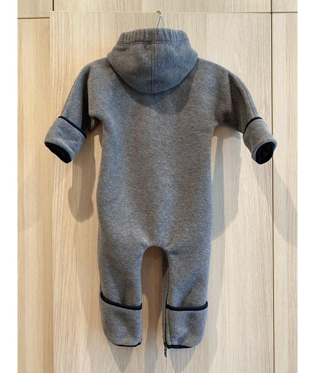 MONCLER ENFANT Серый хлопковый комбинезон, фото 2