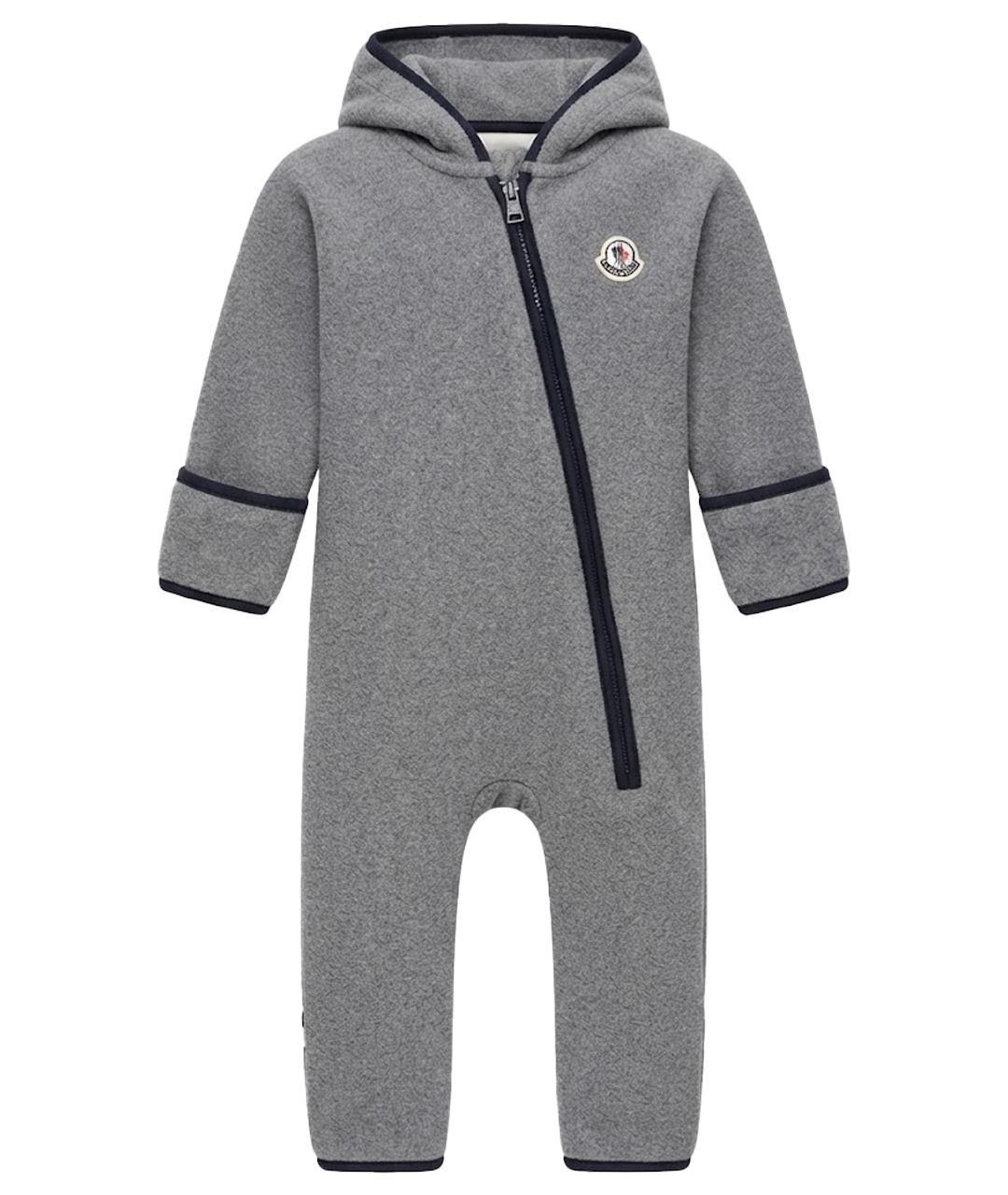 MONCLER ENFANT Серый хлопковый комбинезон, фото 1