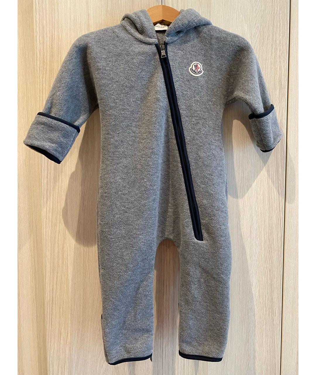MONCLER ENFANT Серый хлопковый комбинезон, фото 9