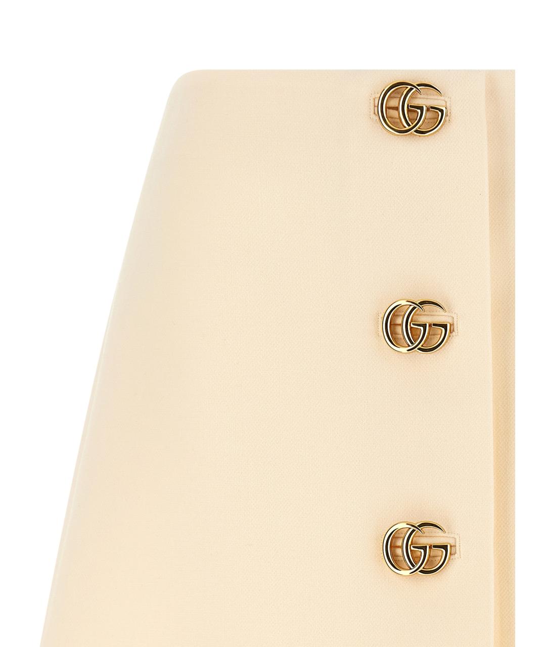 GUCCI Бежевая шерстяная юбка мини, фото 3