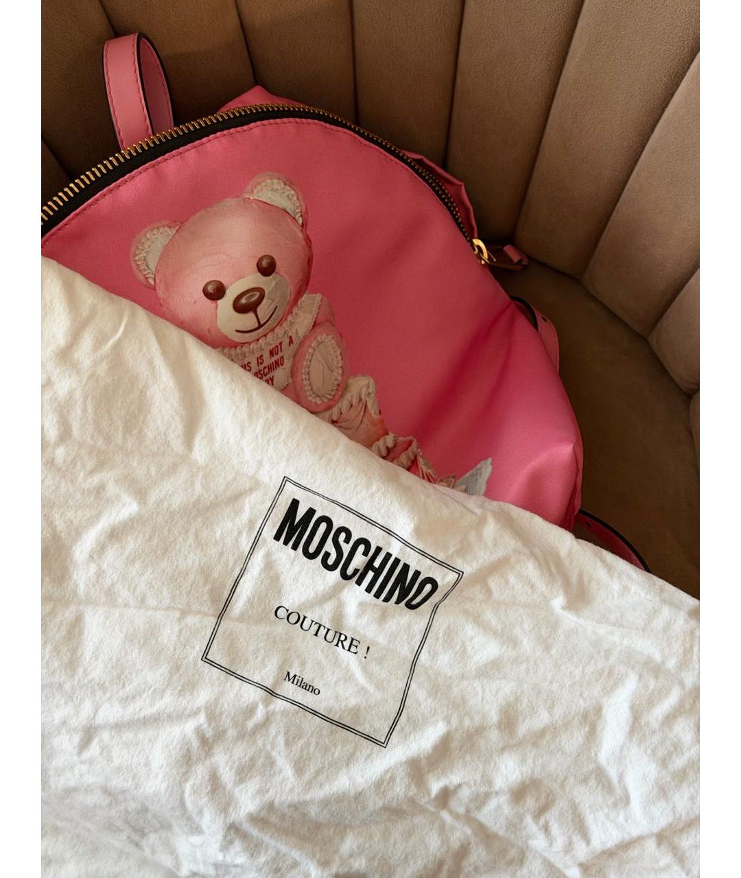 MOSCHINO Розовый тканевый рюкзак, фото 5