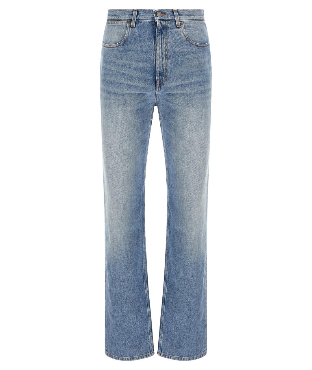 GUCCI Голубые хлопковые прямые джинсы, фото 1