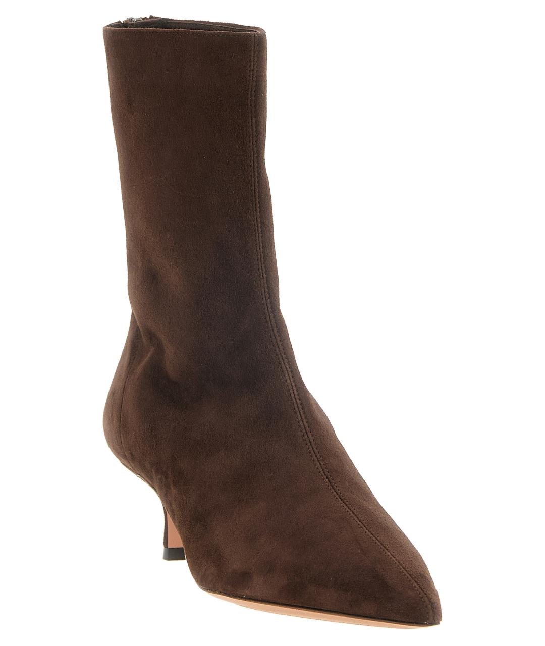 AQUAZZURA Коричневые замшевые ботильоны, фото 2