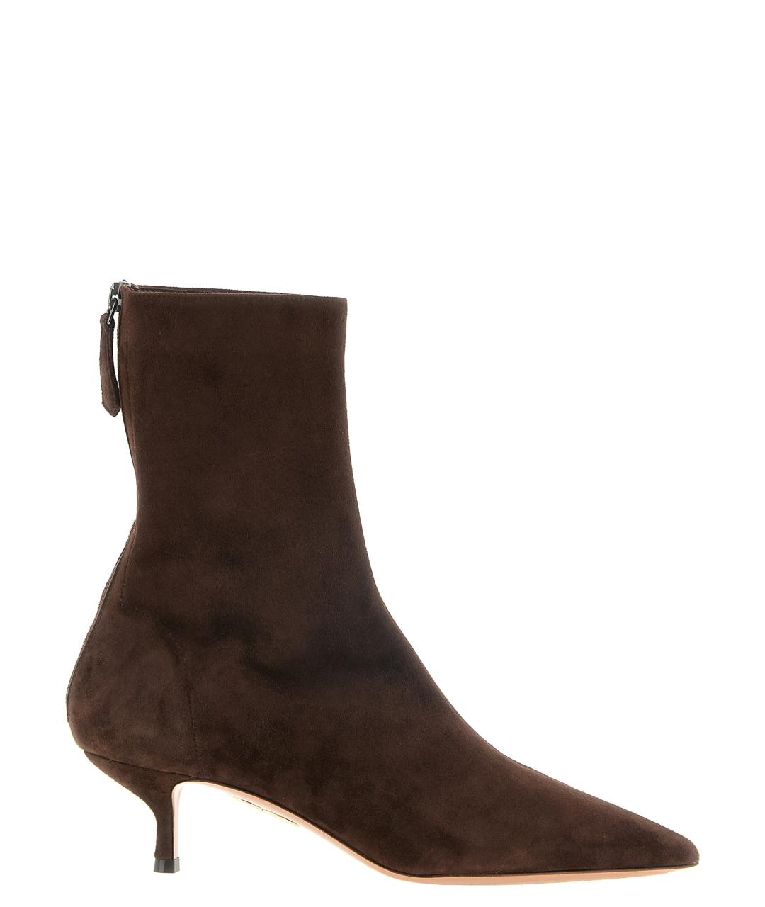 AQUAZZURA Коричневые замшевые ботильоны, фото 1