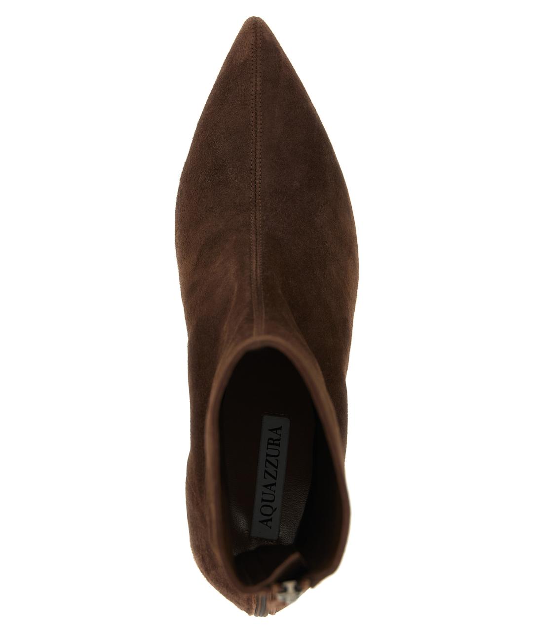 AQUAZZURA Коричневые замшевые ботильоны, фото 4