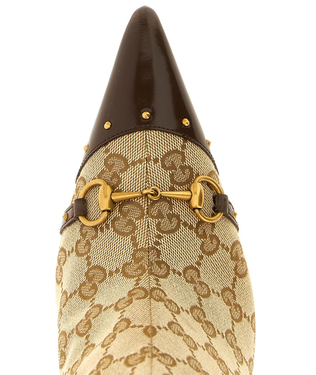 GUCCI Бежевые текстильные сапоги, фото 4
