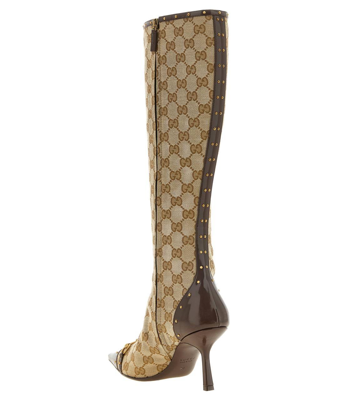 GUCCI Бежевые текстильные сапоги, фото 3