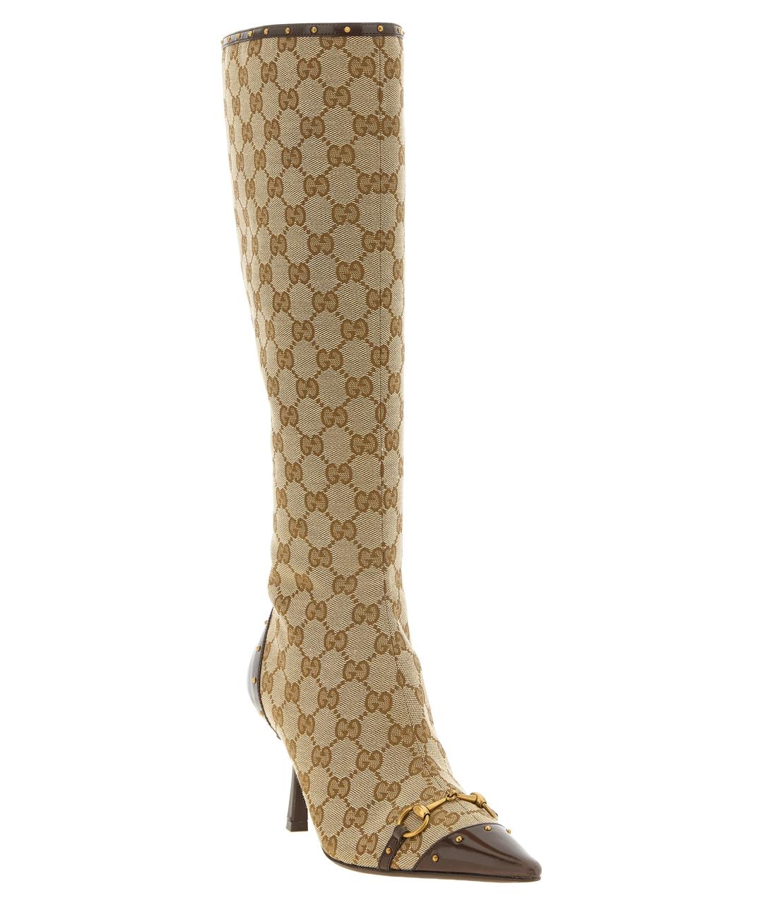 GUCCI Бежевые текстильные сапоги, фото 2