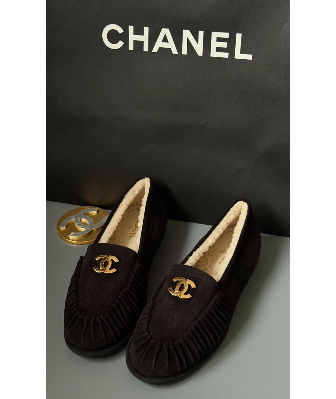 CHANEL Черные замшевые лоферы, фото 2