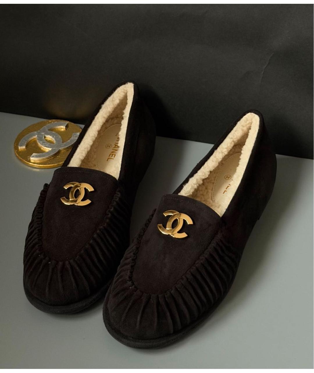 CHANEL Черные замшевые лоферы, фото 3