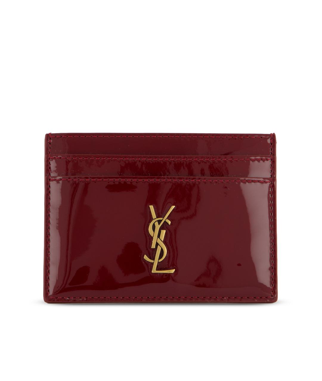 SAINT LAURENT Красный кардхолдер из лакированной кожи, фото 5