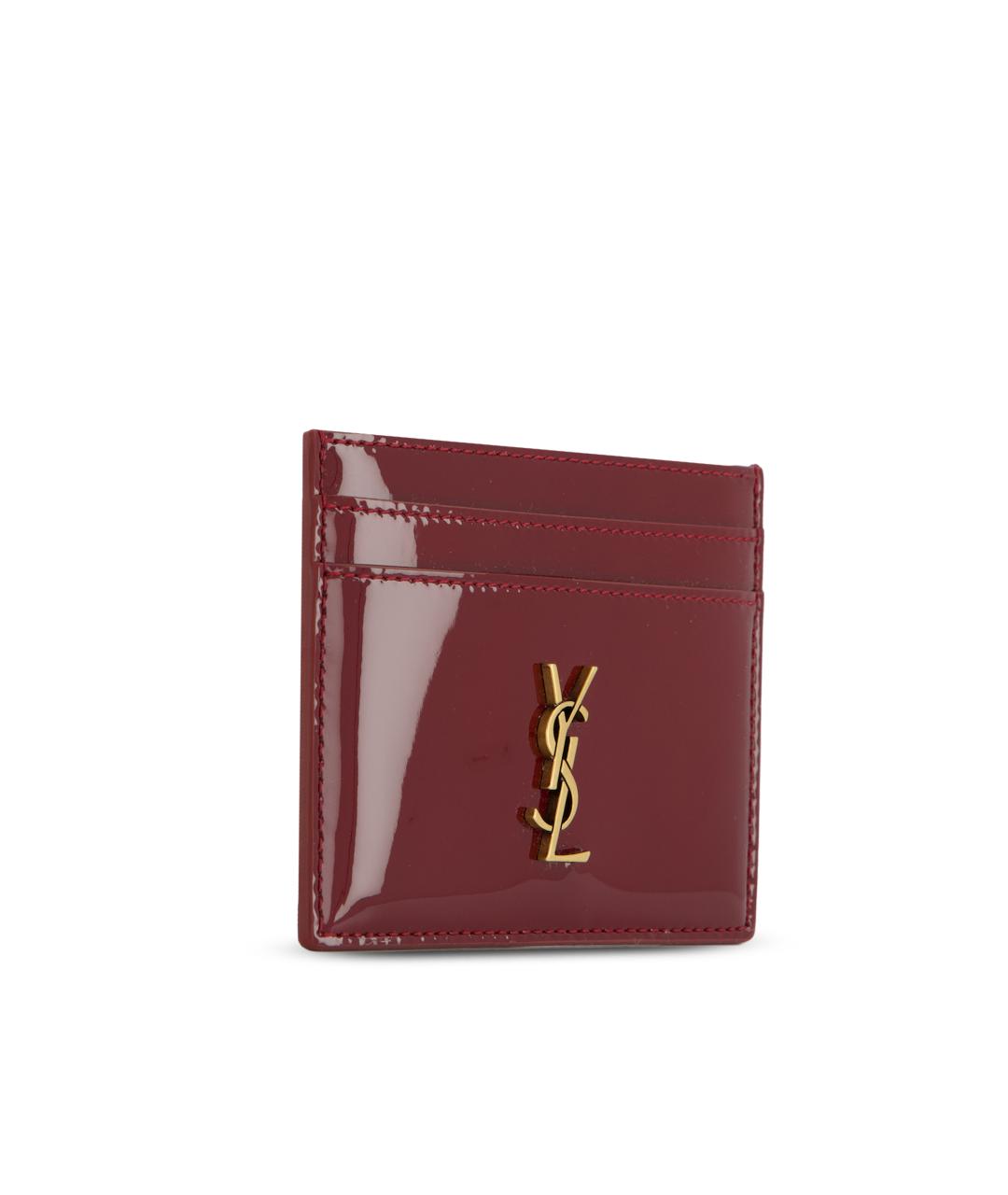 SAINT LAURENT Красный кардхолдер из лакированной кожи, фото 3