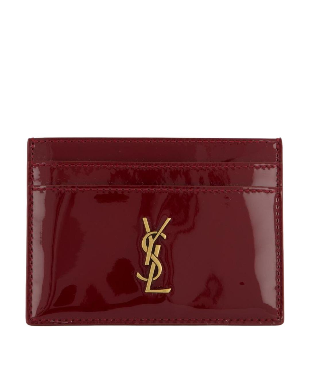 SAINT LAURENT Красный кардхолдер из лакированной кожи, фото 1