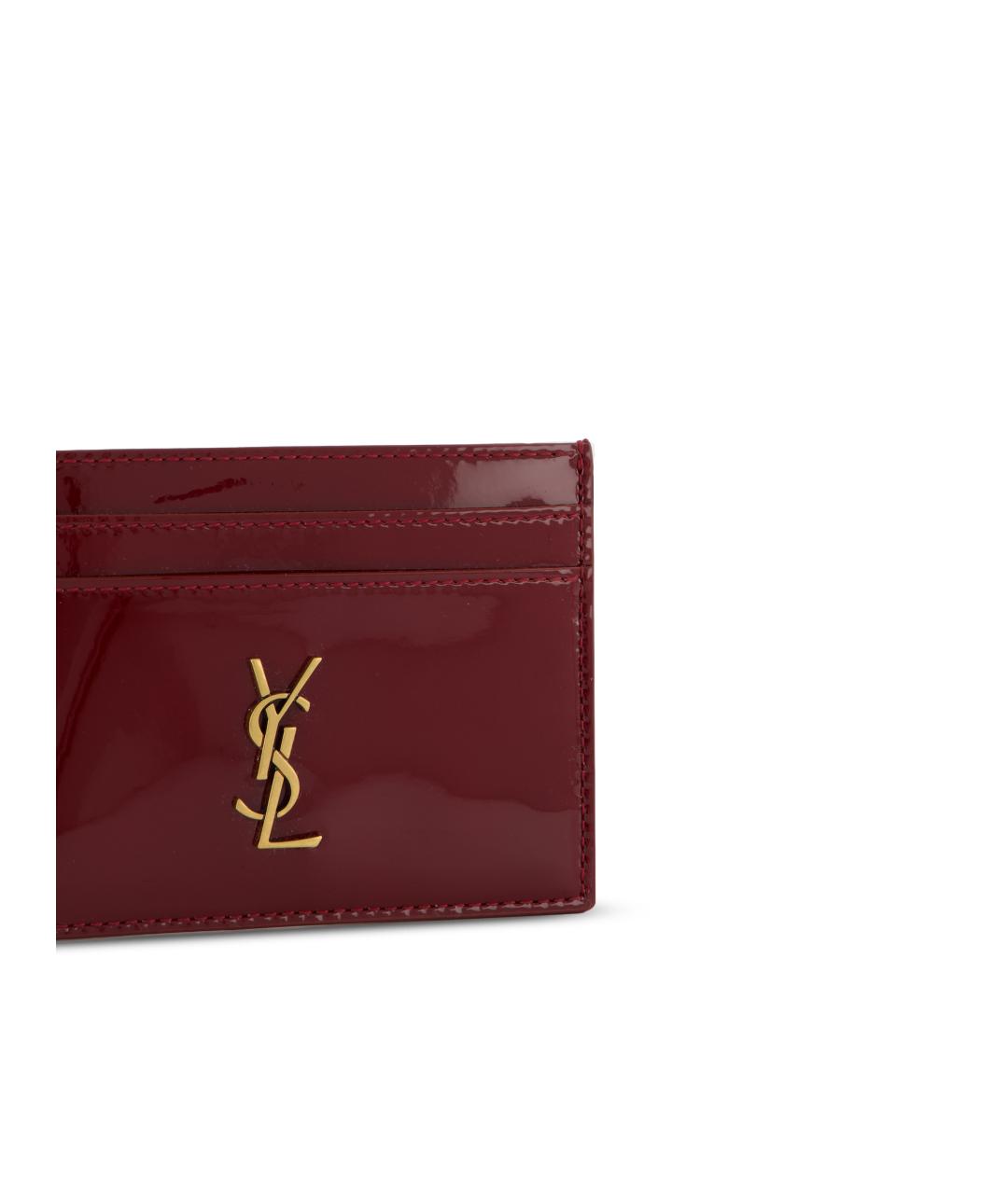 SAINT LAURENT Красный кардхолдер из лакированной кожи, фото 4