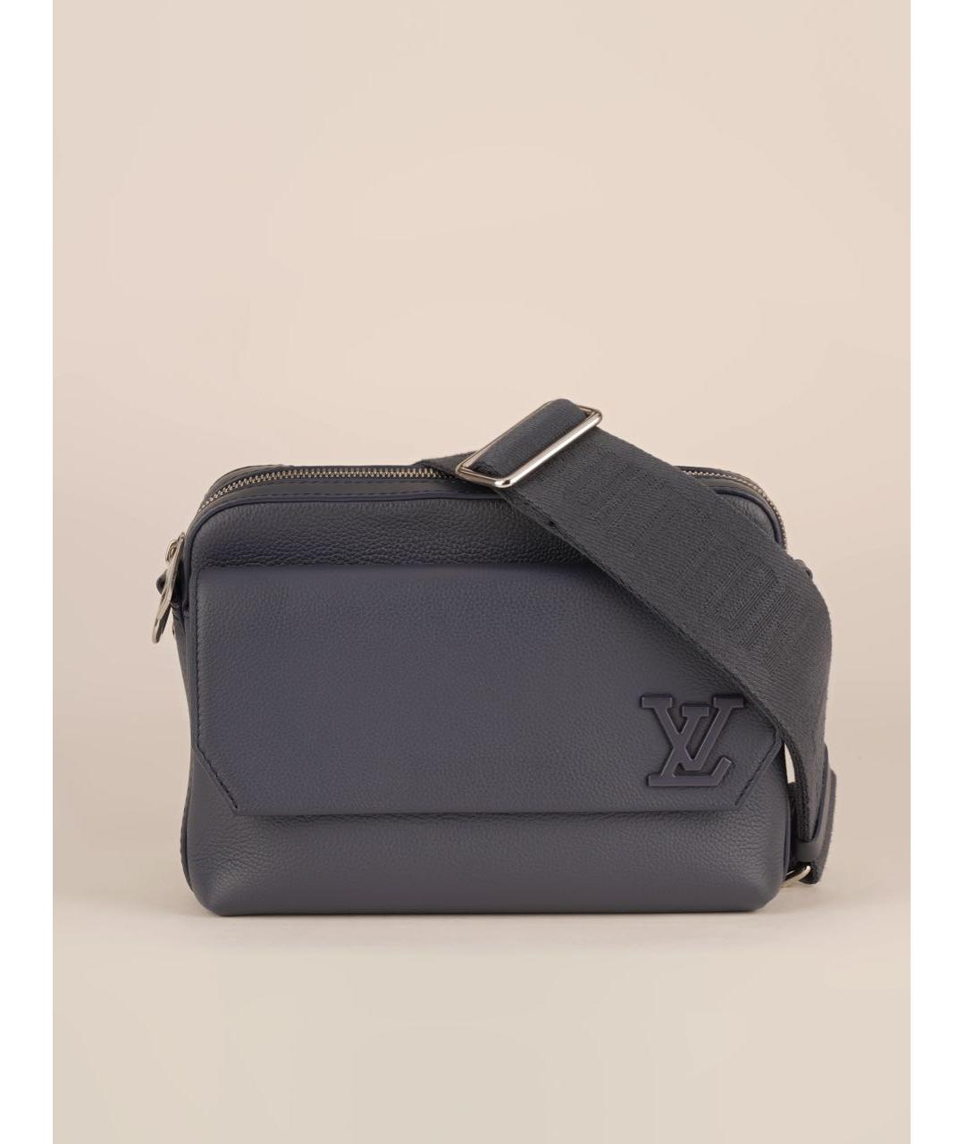 LOUIS VUITTON Темно-синяя кожаная сумка на плечо, фото 9