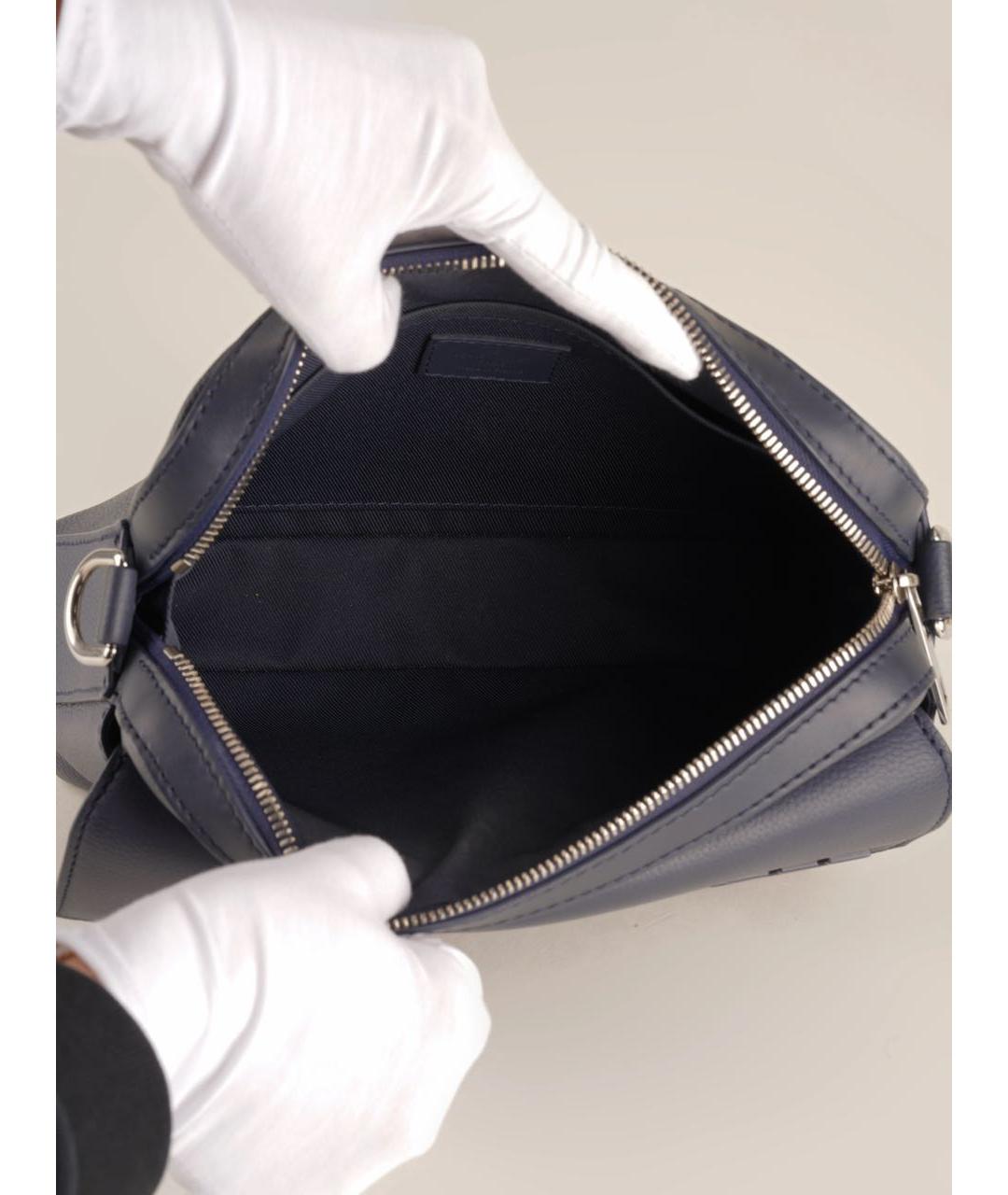 LOUIS VUITTON Темно-синяя кожаная сумка на плечо, фото 8