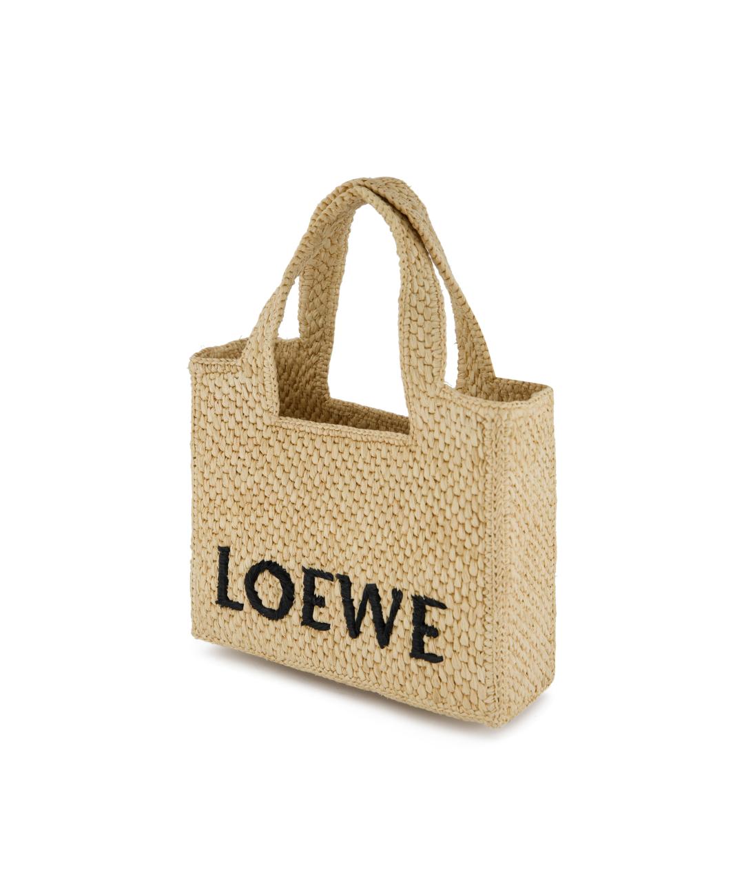LOEWE Бежевая рафиевая сумка тоут, фото 4