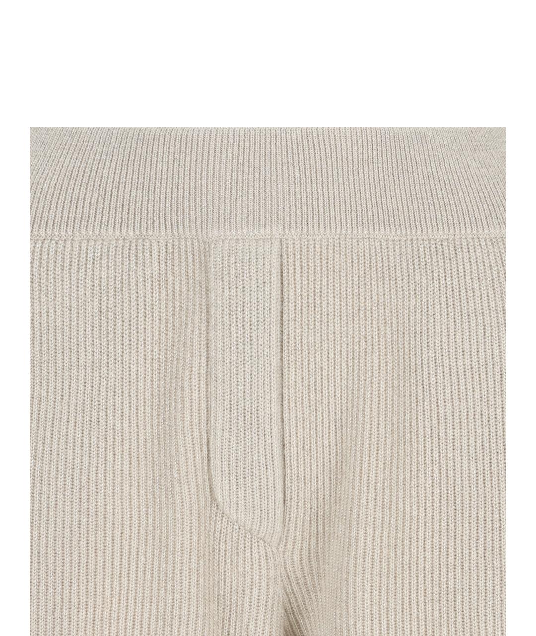 BRUNELLO CUCINELLI Бежевые кашемировые брюки широкие, фото 3
