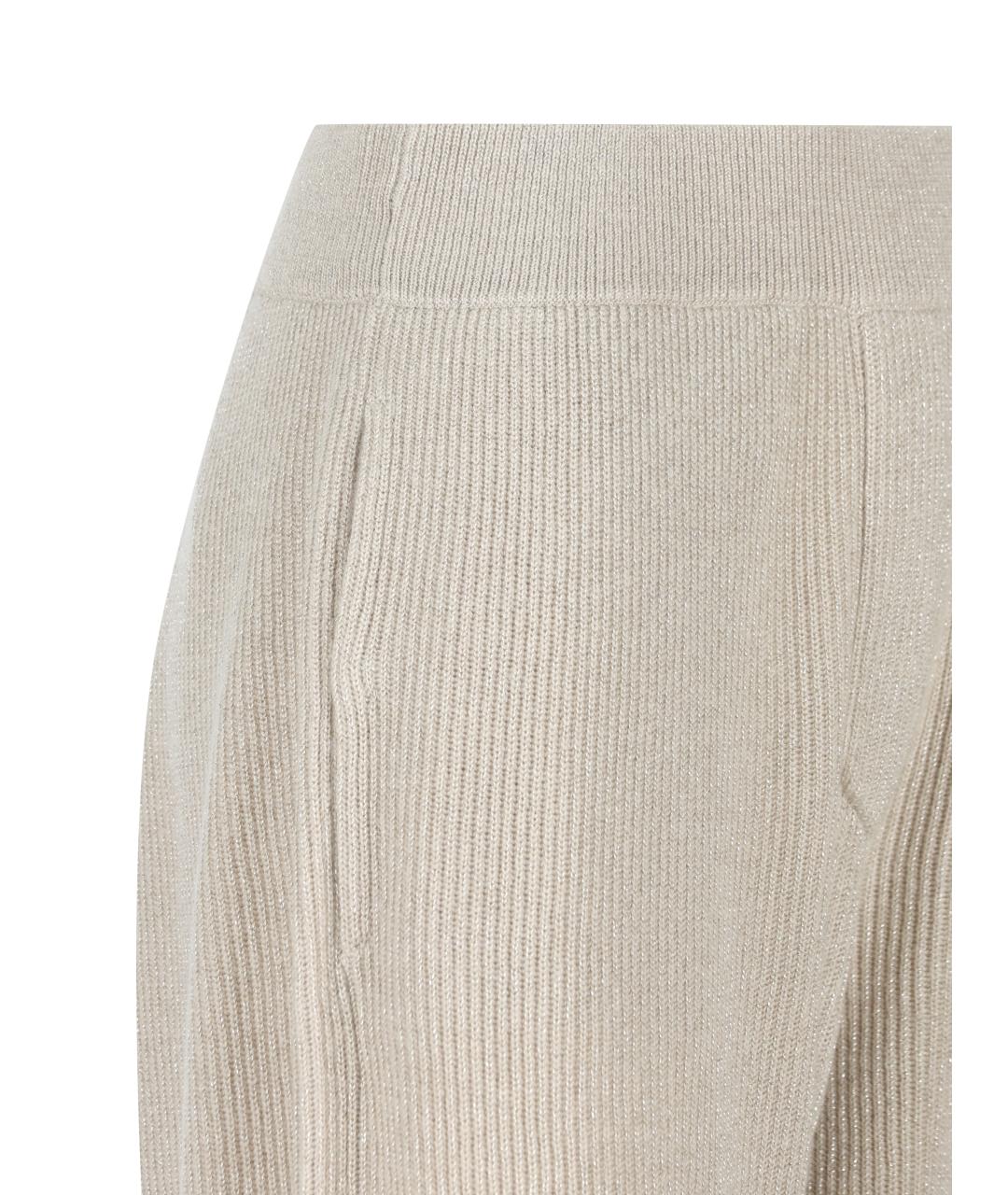 BRUNELLO CUCINELLI Бежевые кашемировые брюки широкие, фото 4