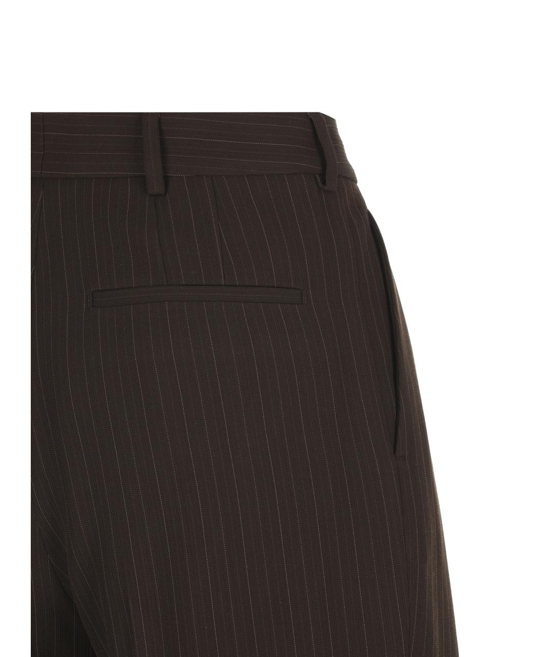 SAINT LAURENT Коричневые шерстяные прямые брюки, фото 4