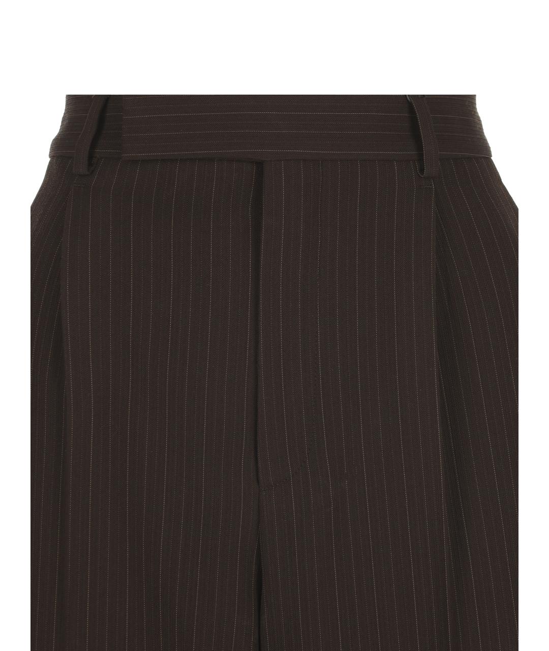 SAINT LAURENT Коричневые шерстяные прямые брюки, фото 3