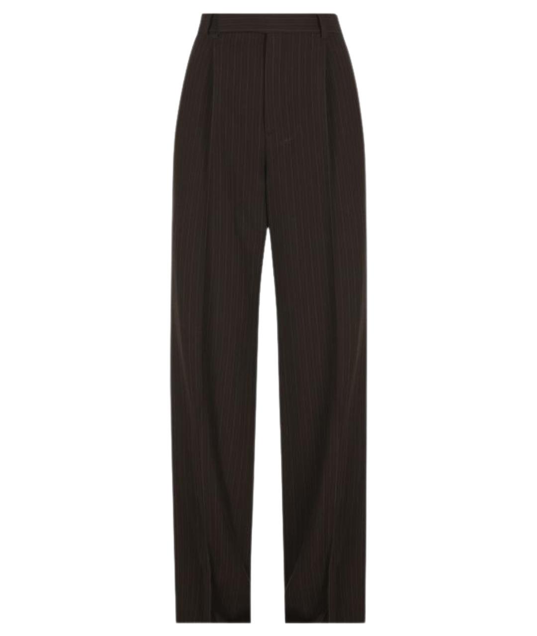 SAINT LAURENT Коричневые шерстяные прямые брюки, фото 1