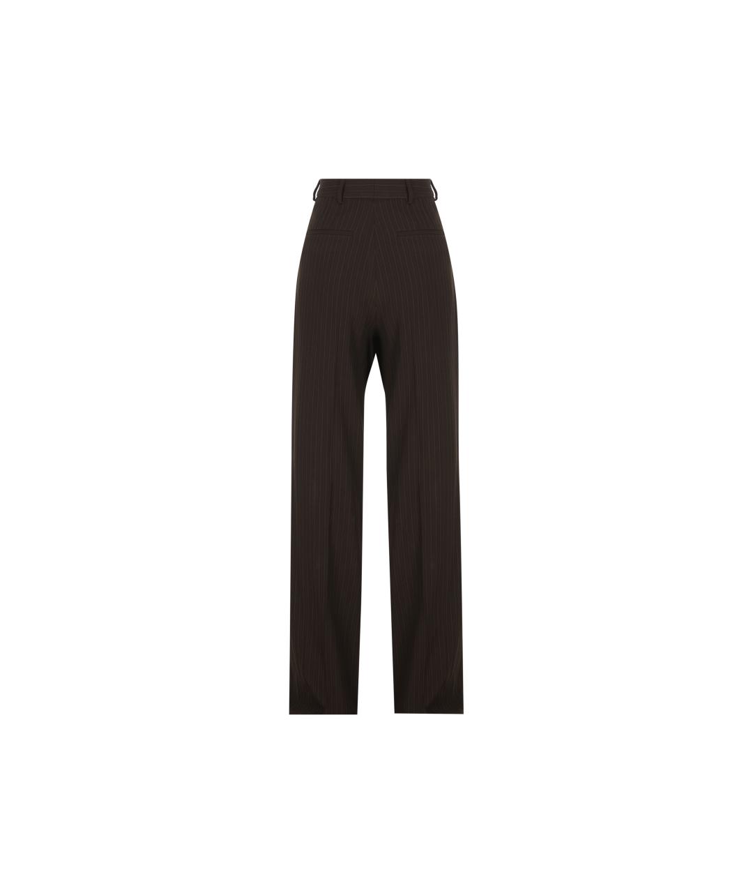 SAINT LAURENT Коричневые шерстяные прямые брюки, фото 2
