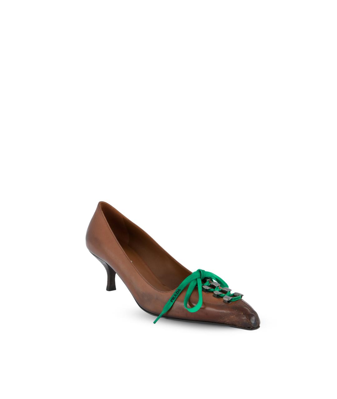 PRADA Коричневые кожаные туфли, фото 2
