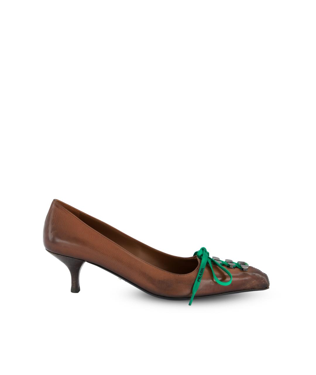 PRADA Коричневые кожаные туфли, фото 5