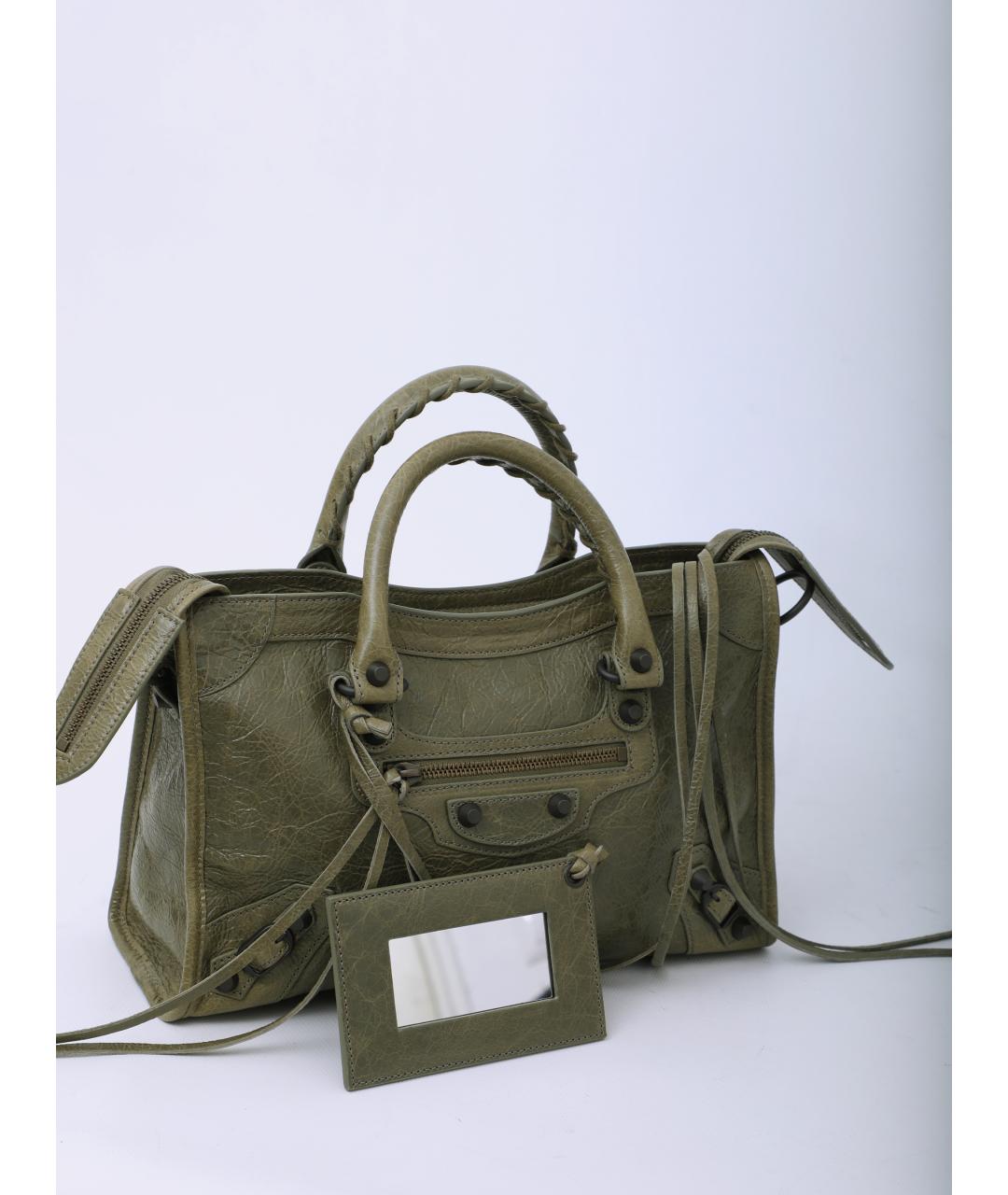 BALENCIAGA Зеленая кожаная сумка тоут, фото 5