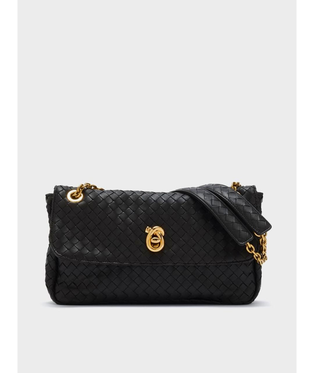 BOTTEGA VENETA Черная кожаная сумка через плечо, фото 2