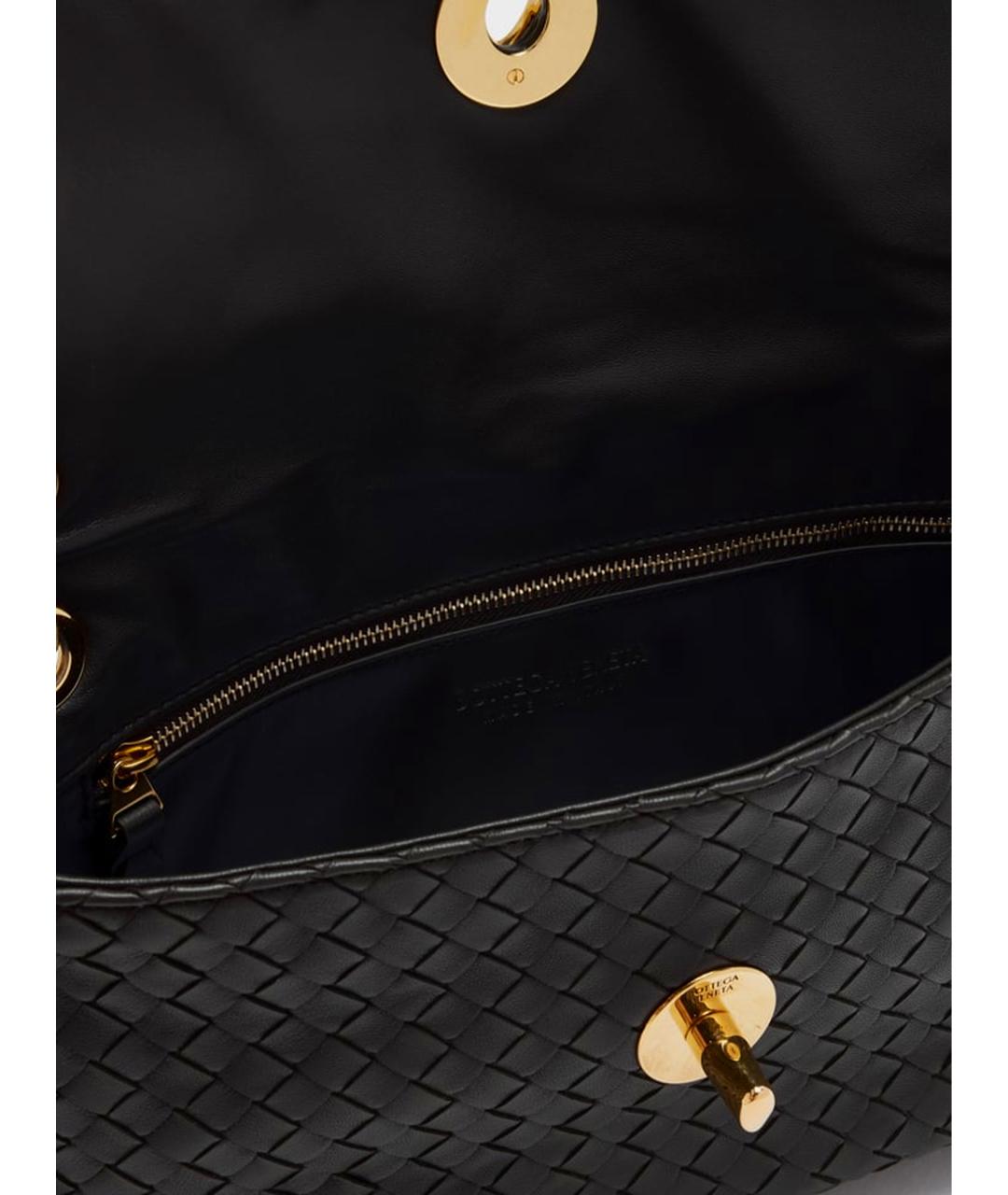 BOTTEGA VENETA Черная кожаная сумка через плечо, фото 5