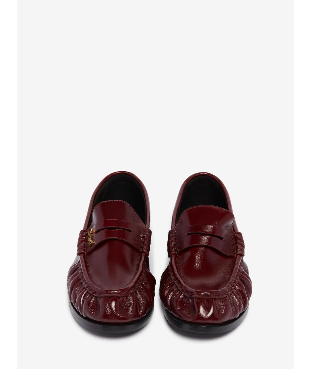 SAINT LAURENT Бордовые кожаные лоферы, фото 3