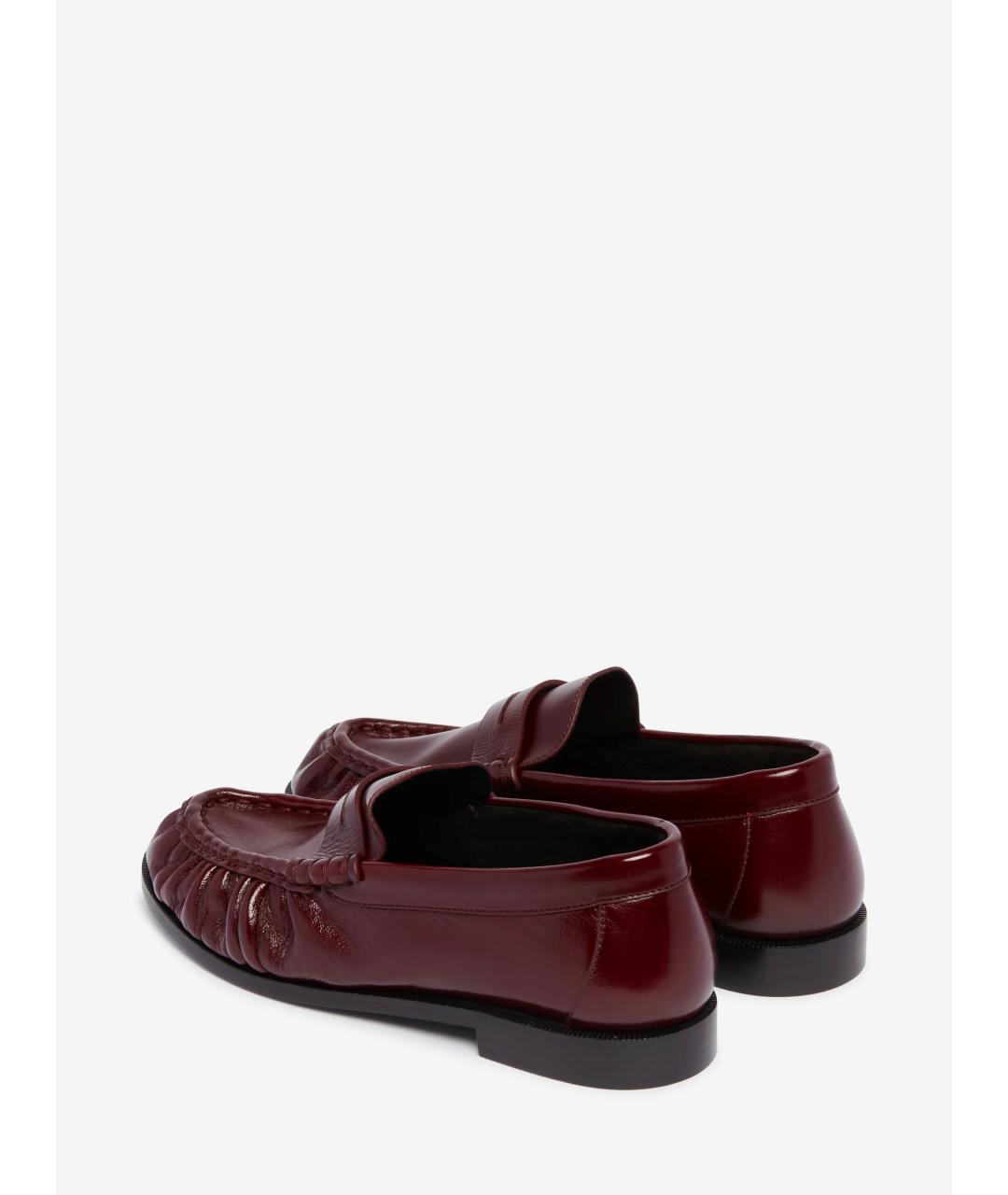 SAINT LAURENT Бордовые кожаные лоферы, фото 4