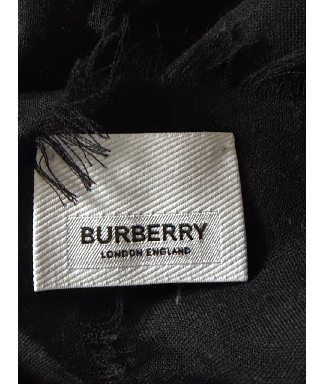 BURBERRY Черный шерстяной шарф, фото 3