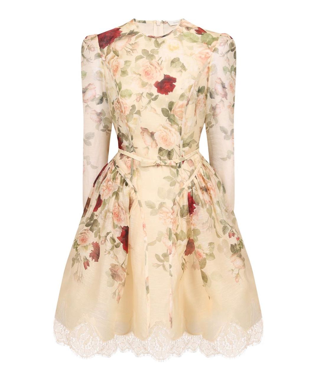 ZIMMERMANN Бежевое льняное коктейльное платье, фото 1