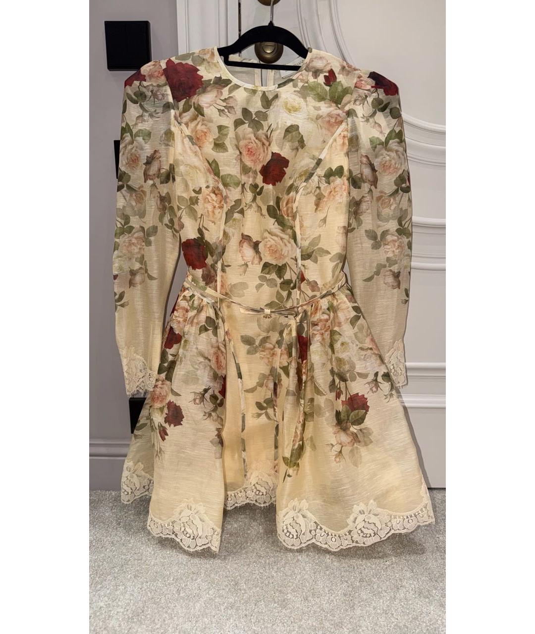 ZIMMERMANN Бежевое льняное коктейльное платье, фото 5