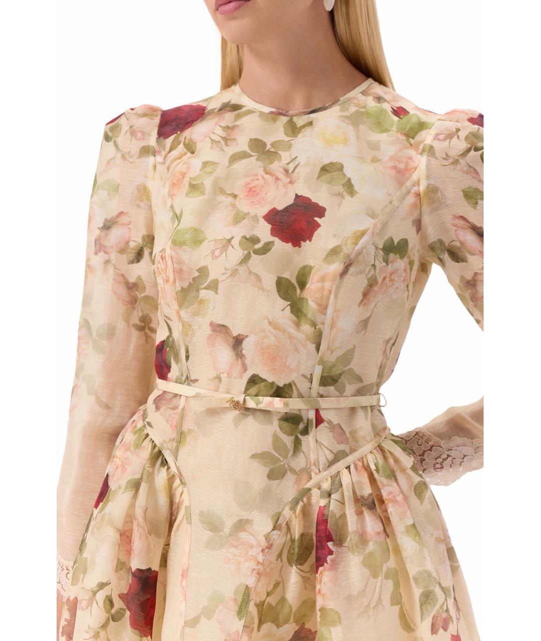ZIMMERMANN Бежевое льняное коктейльное платье, фото 3