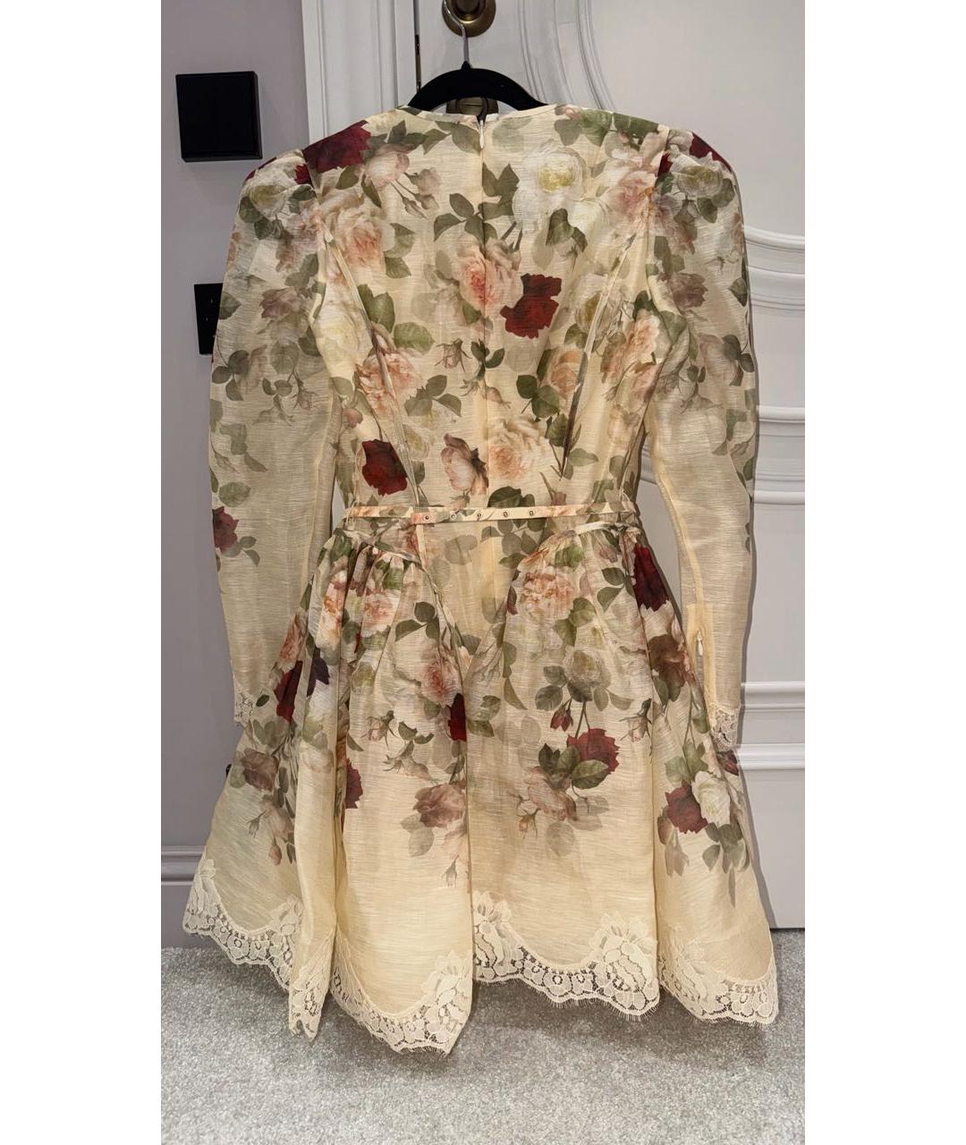 ZIMMERMANN Бежевое льняное коктейльное платье, фото 6