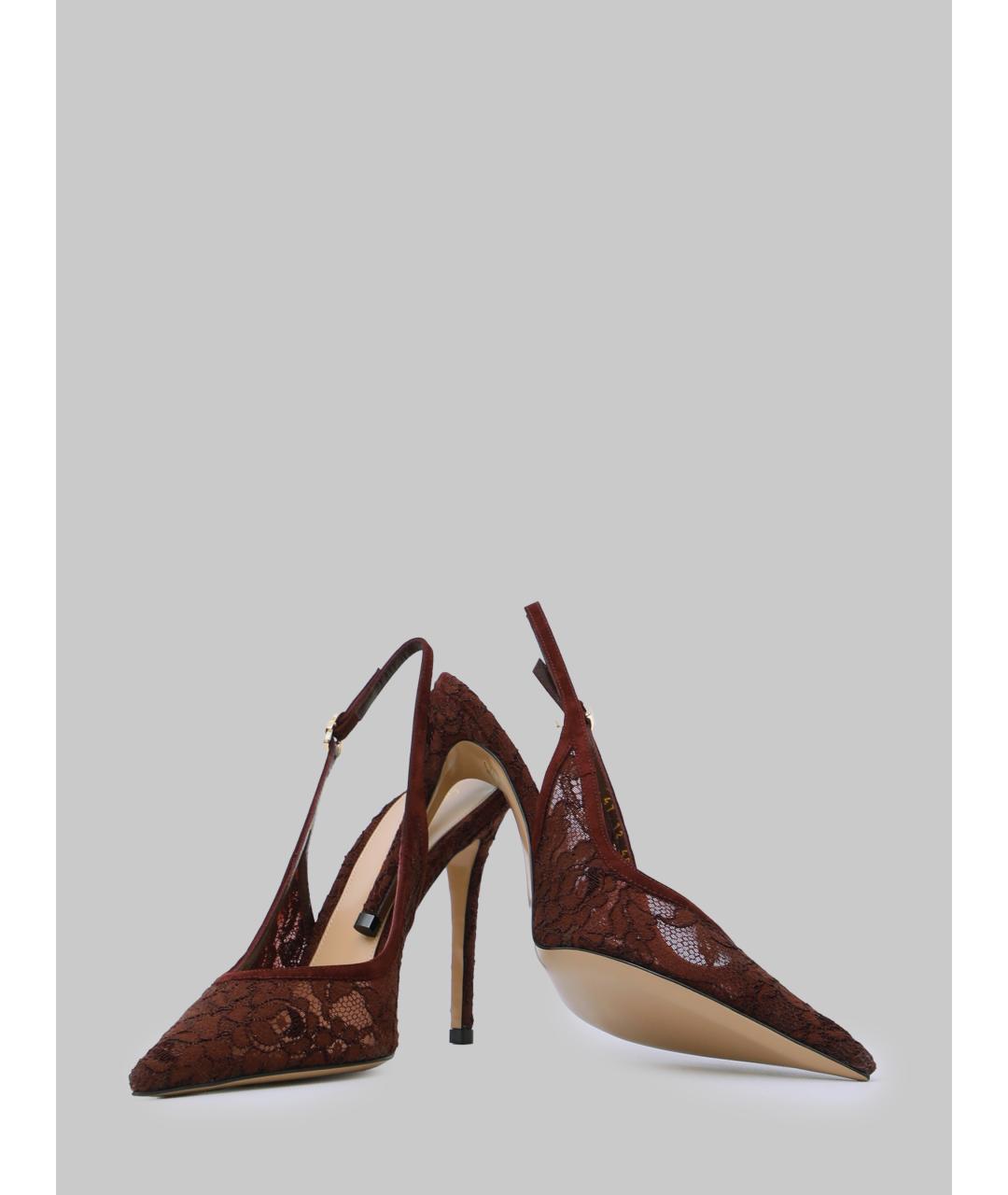 GIANVITO ROSSI Бордовые текстильные туфли, фото 5