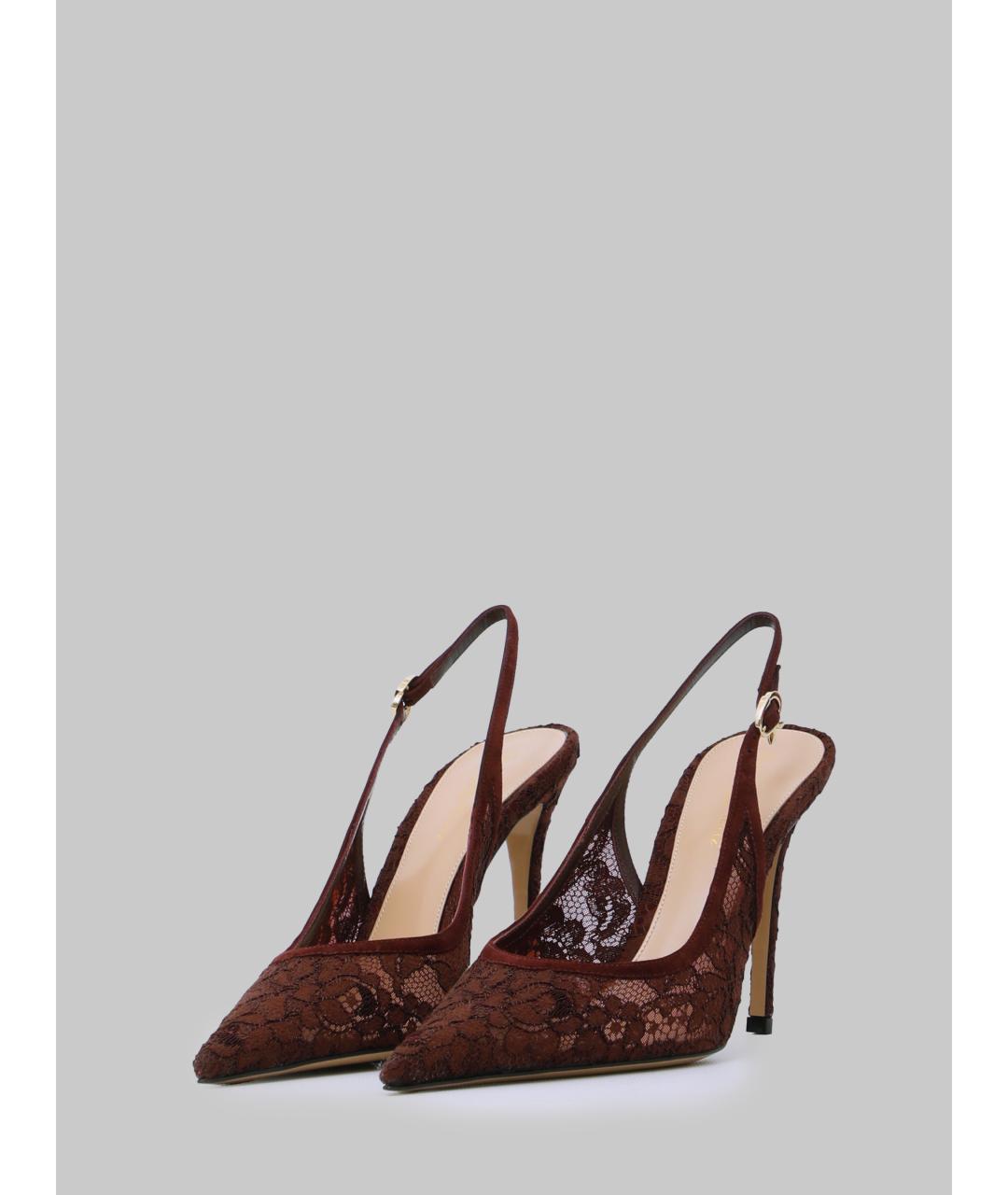 GIANVITO ROSSI Бордовые текстильные туфли, фото 2