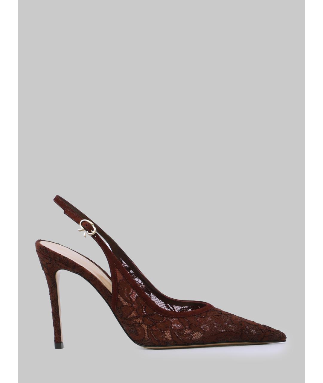 GIANVITO ROSSI Бордовые текстильные туфли, фото 6