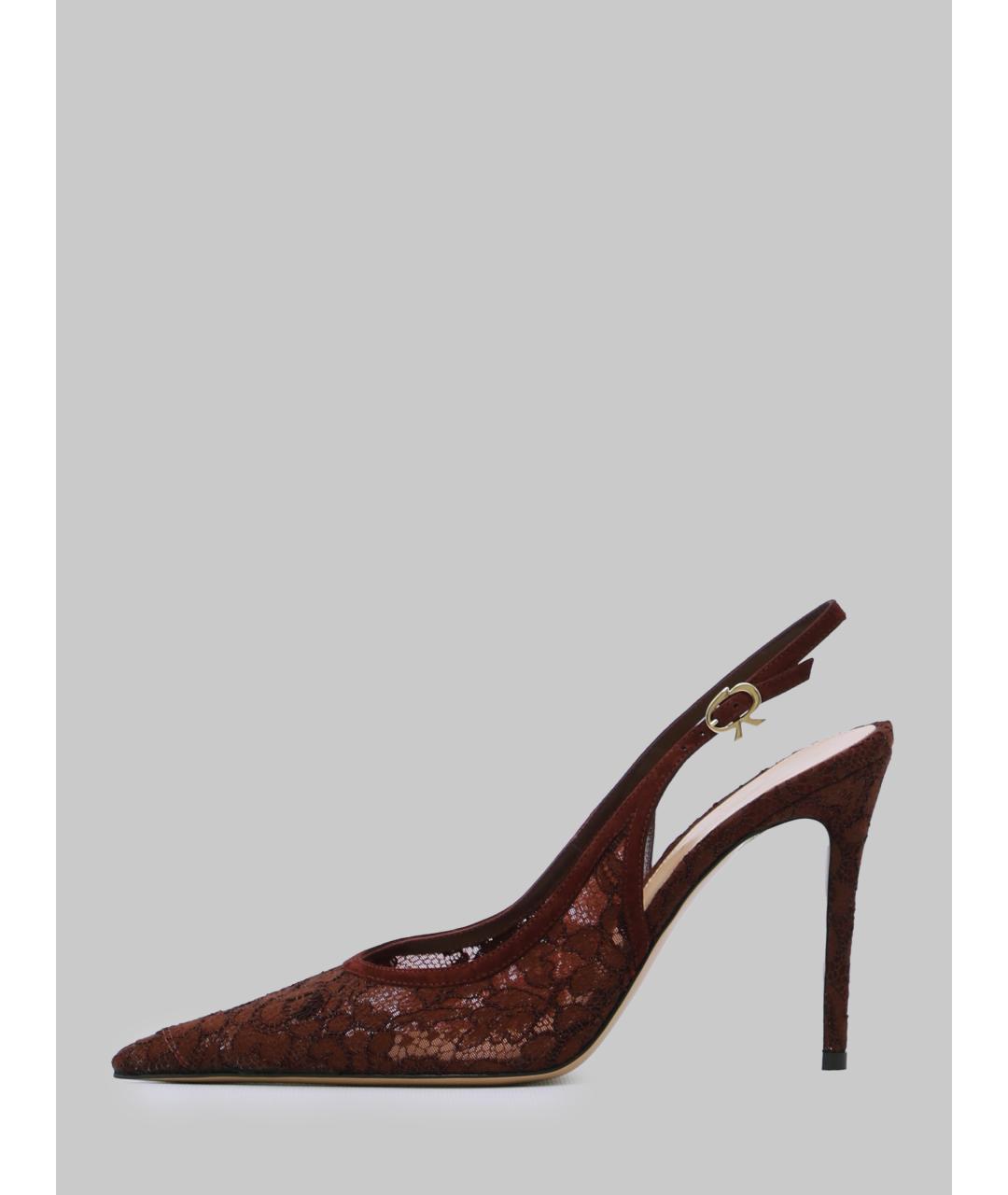 GIANVITO ROSSI Бордовые текстильные туфли, фото 4