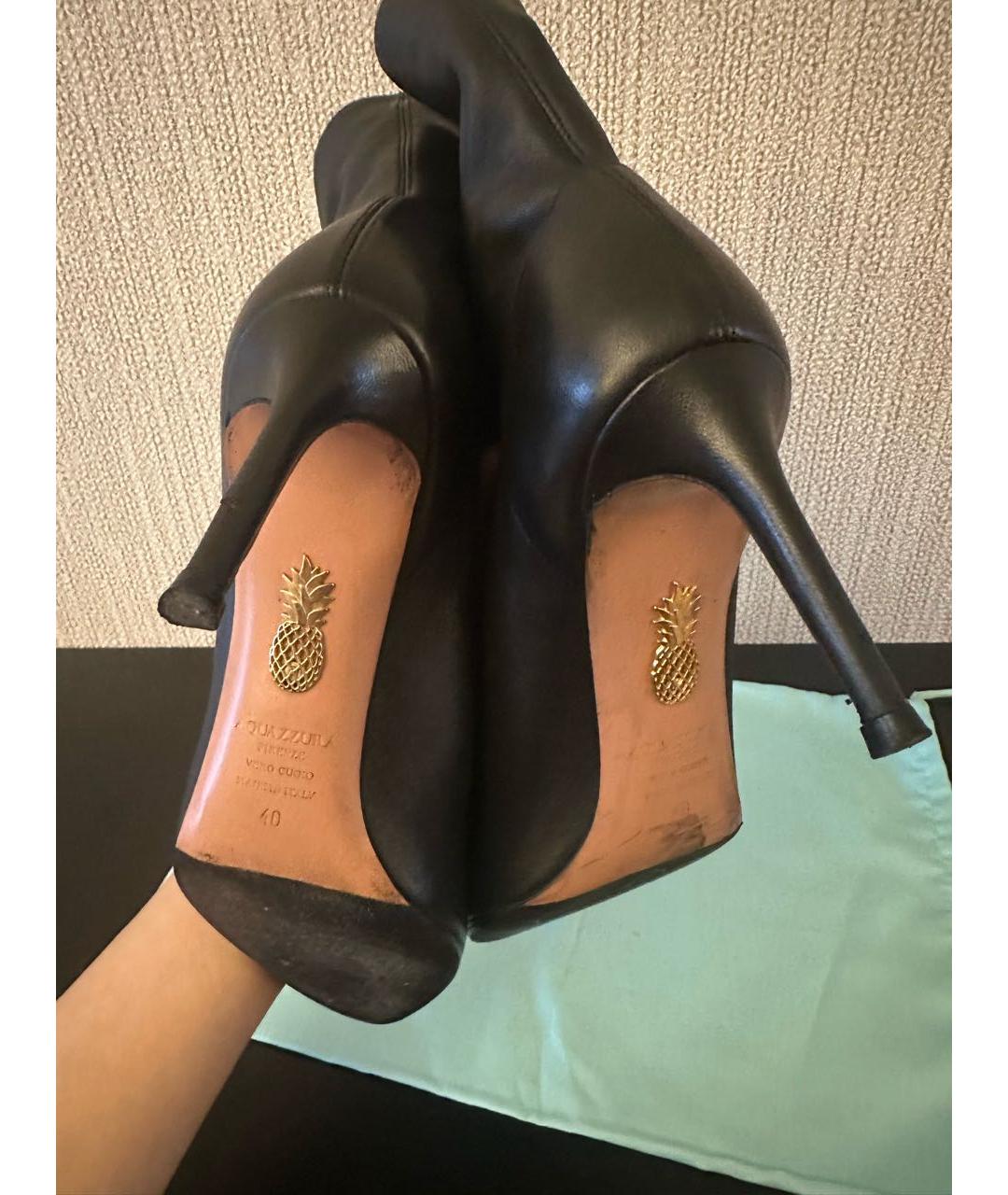 AQUAZZURA Черные кожаные ботильоны, фото 8