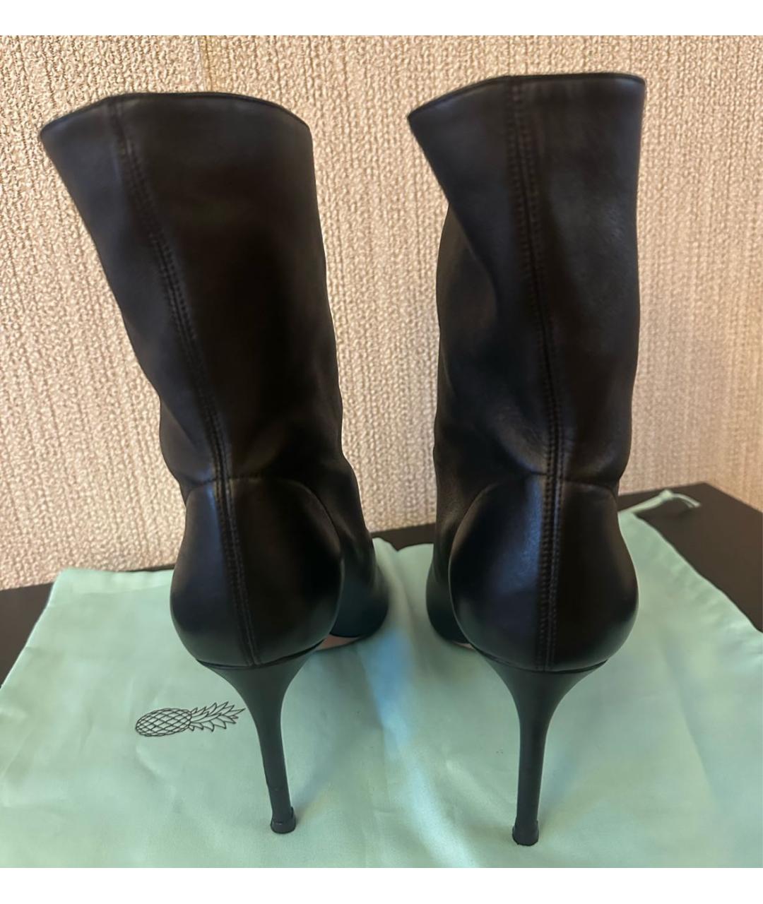 AQUAZZURA Черные кожаные ботильоны, фото 4
