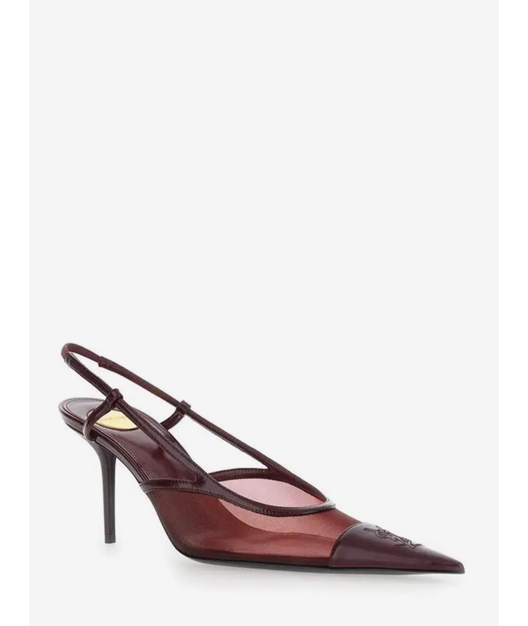 SAINT LAURENT Бордовые кожаные туфли, фото 2