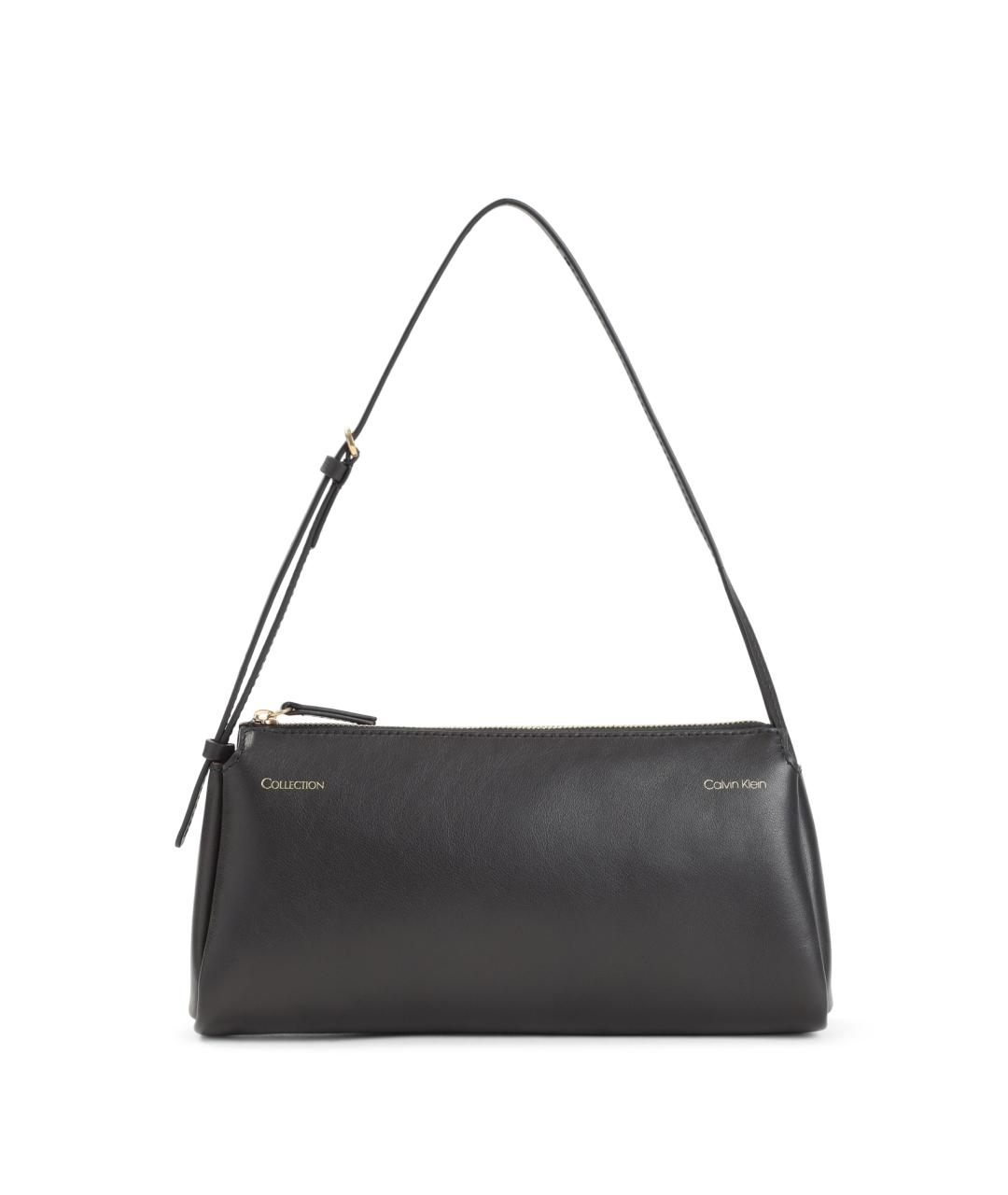 CALVIN KLEIN COLLECTION Черная кожаная сумка через плечо, фото 1