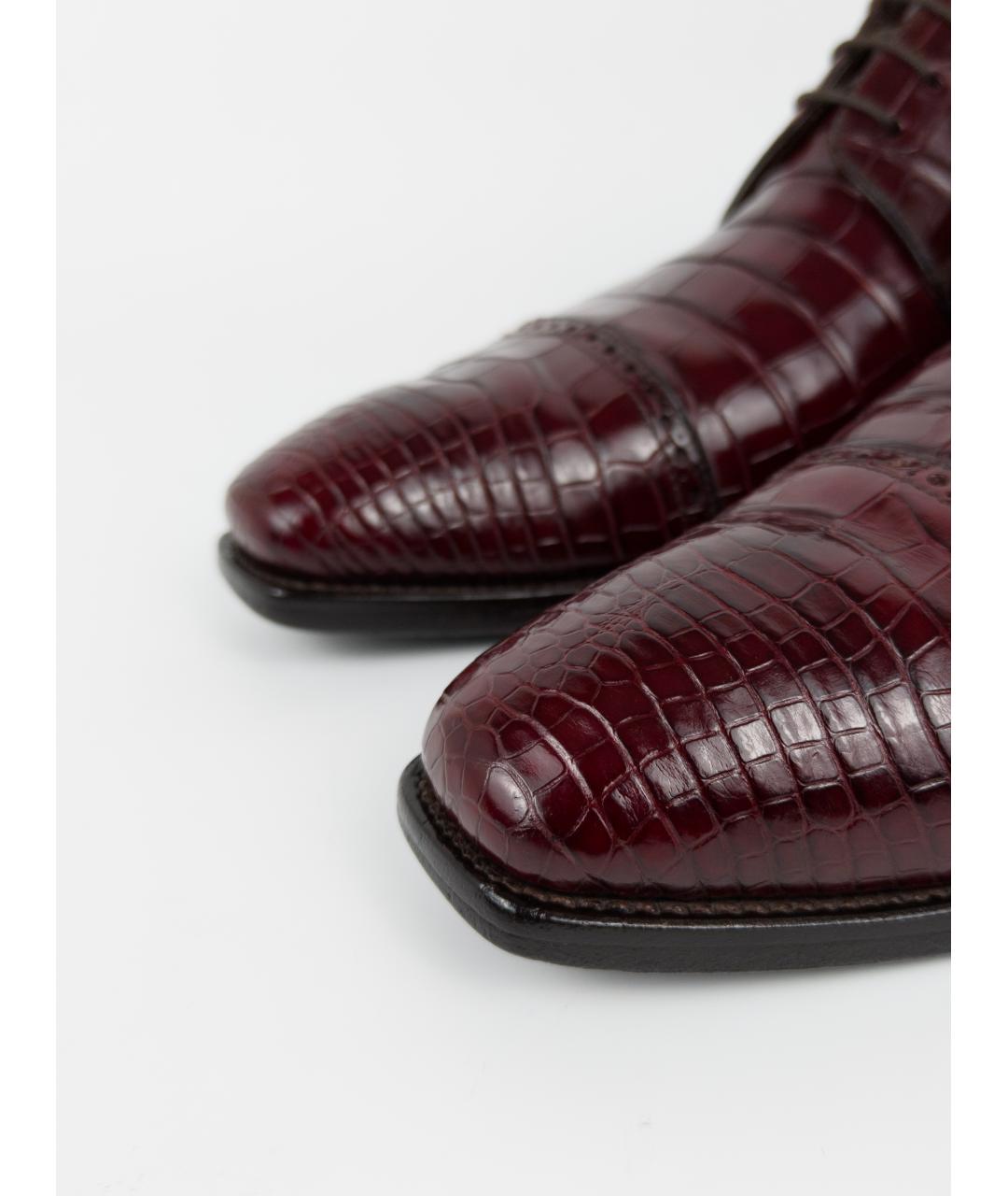 BRIONI Бордовые туфли из кожи аллигатора, фото 8