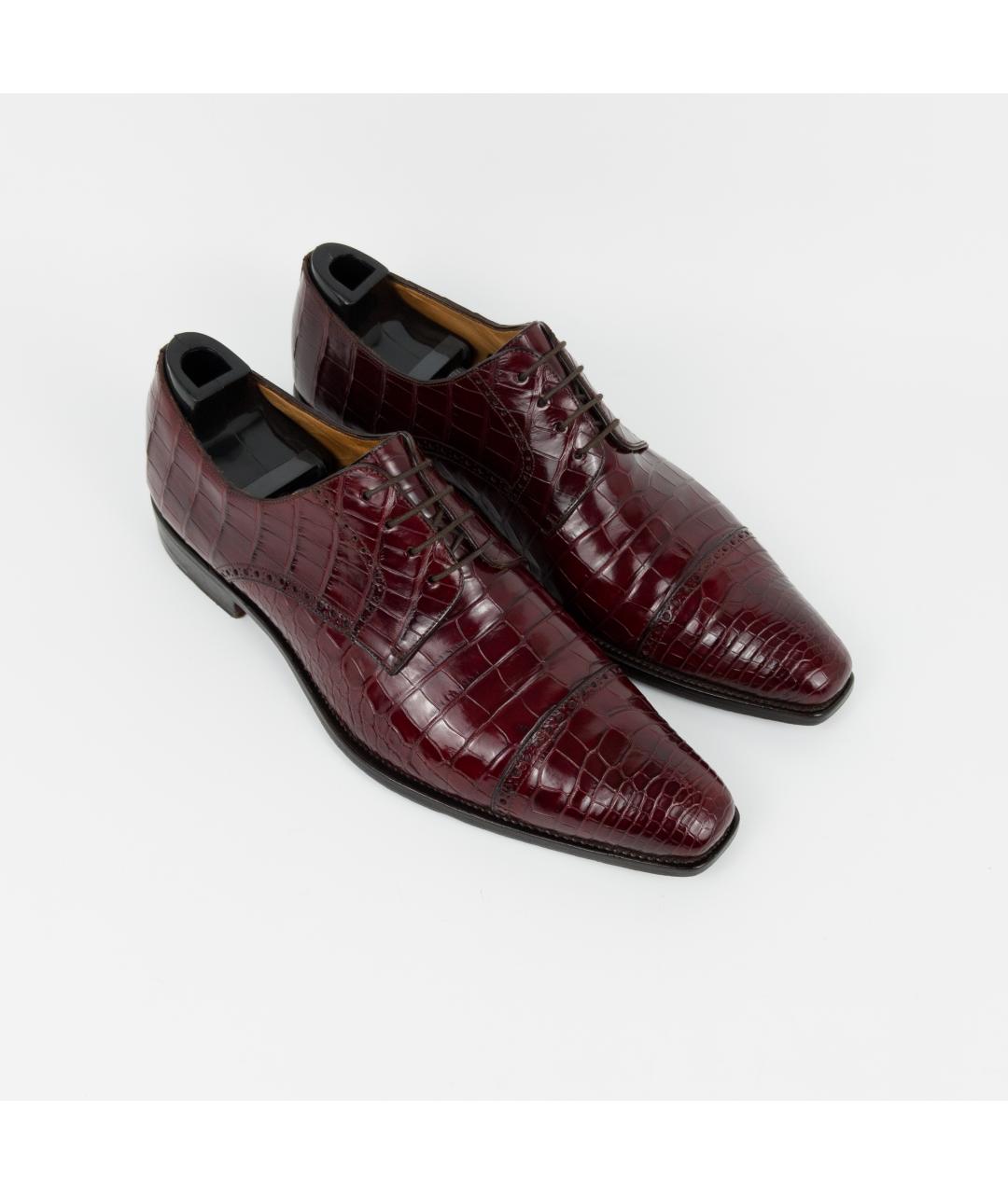 BRIONI Бордовые туфли из кожи аллигатора, фото 3