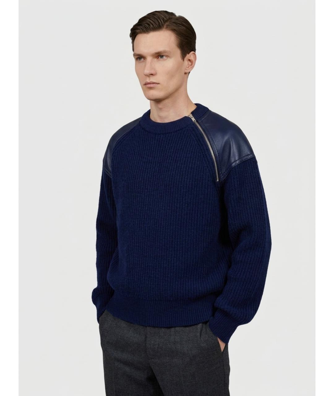 BOTTEGA VENETA Темно-синий шерстяной джемпер / свитер, фото 3